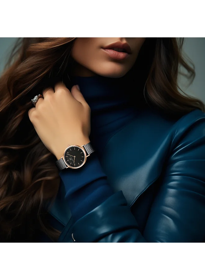 Kenneth Scott black Women's Stainless Steel Analog Watch K22519-KMBB - 32.3 mm for Women | Best Price UAE